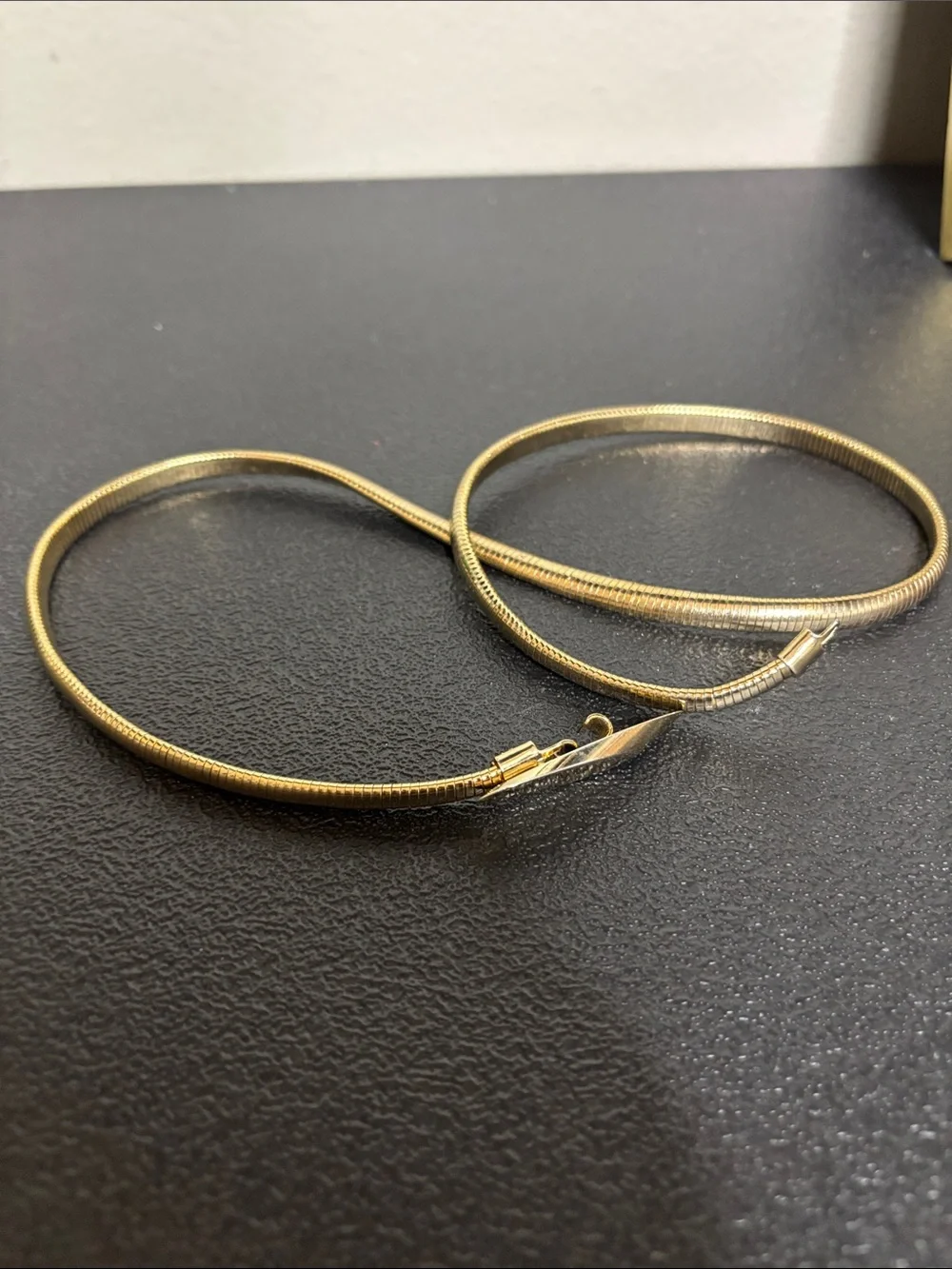 Gold-Tone Herringbone Stretch Expansion Belt 80’s Retro